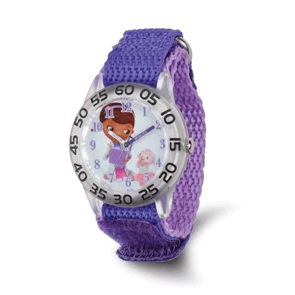 Disney Kids Doc McStuffins Acrylic Purple Nylon Time Teacher Watch